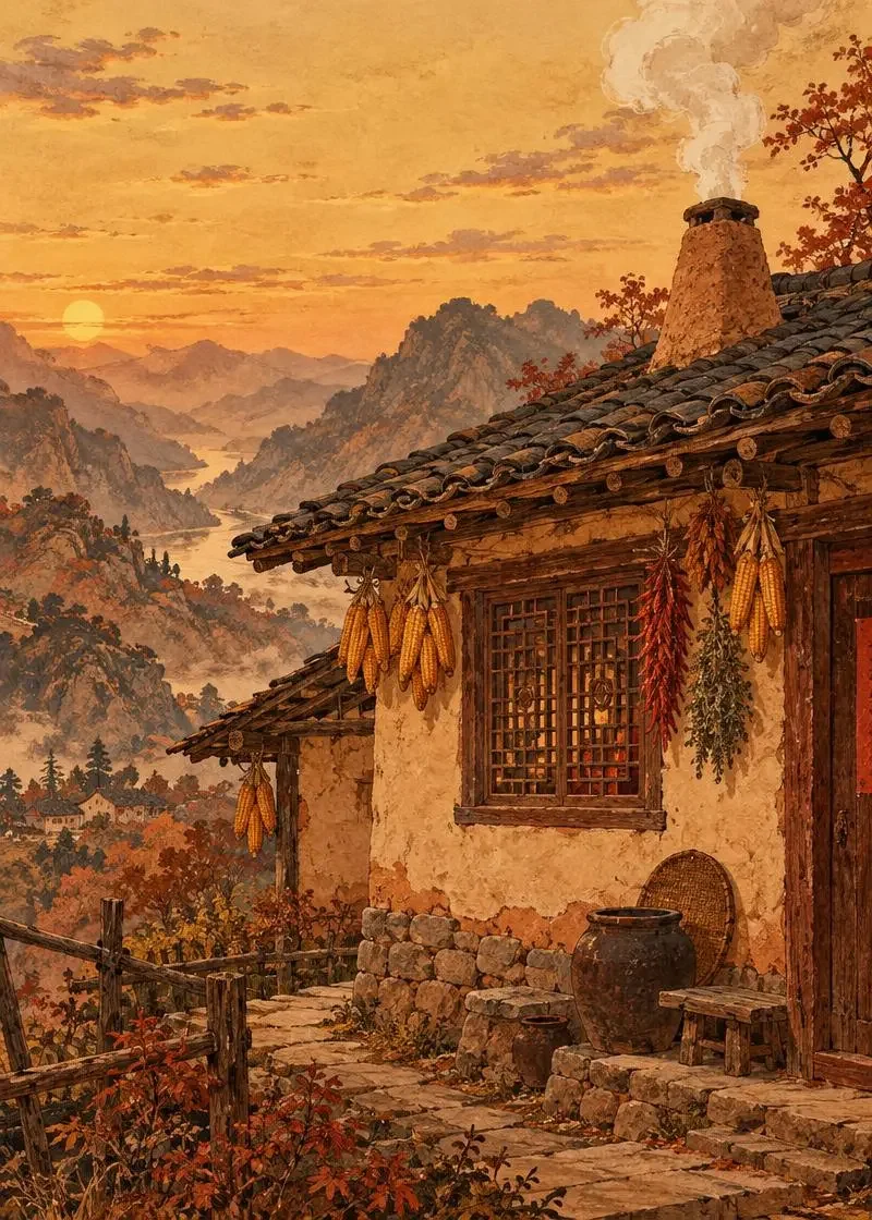 《炊烟木窗》原创短剧封面，山野食客题材