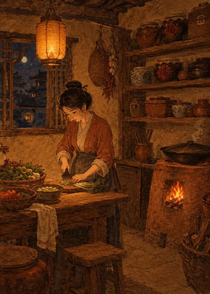 《夜半小厨》原创短剧封面，灶台烟火题材